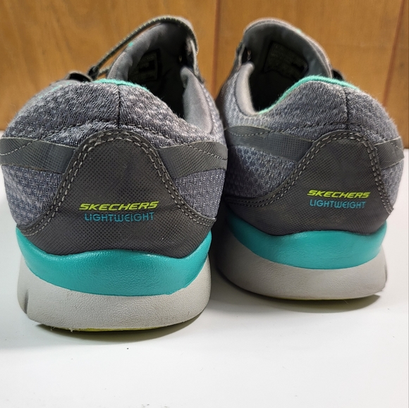 Skechers Women's Memory Foam Gray & Aqua Size 9 - Picture 4 of 7